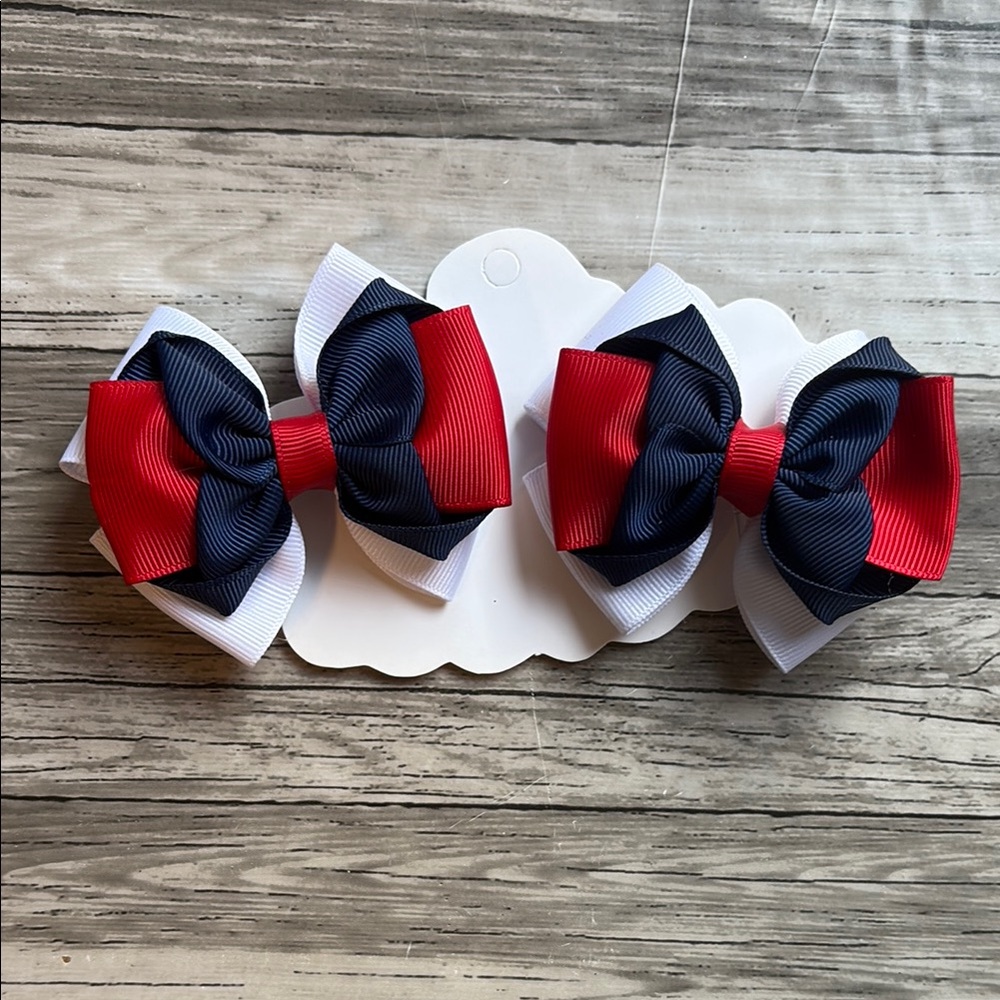 Red and Blue Bow Hair Clips